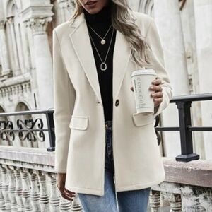 White Flap Detail Blazer